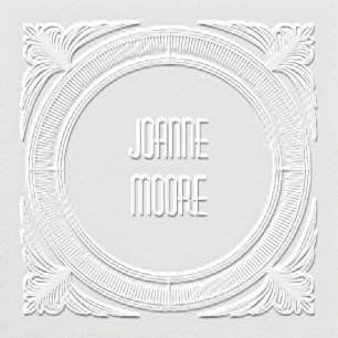 Art Deco Ribbed Segment & Leaf Corner Square Embosser