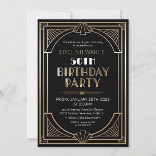 Art Deco Roaring 20s Birthday Invitation