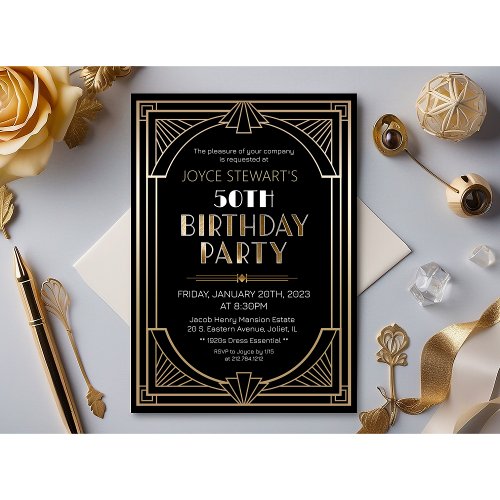 Art Deco Roaring 20s Birthday Invitation