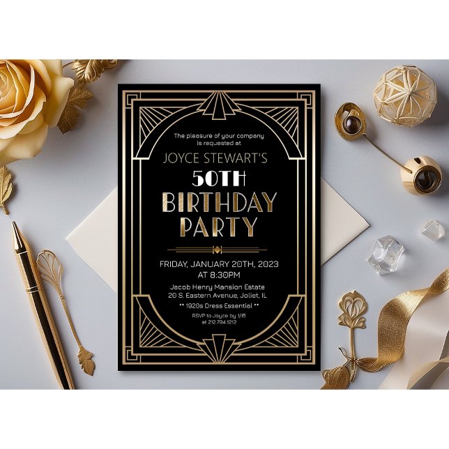 Art Deco Roaring 20s Birthday Invitation (Creator Uploaded)