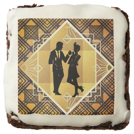 Art Deco Roaring 20's Couple New Year's Eve Party Brownie (Front)