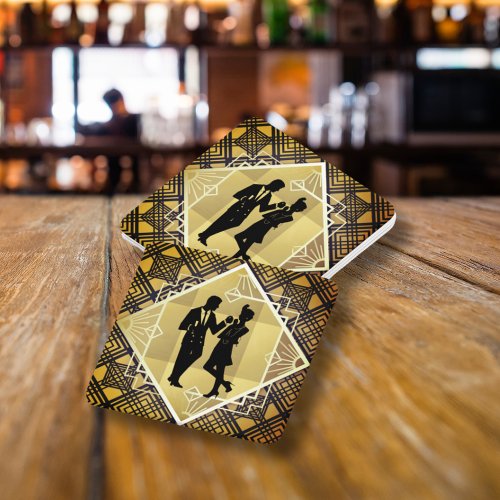 Art Deco Roaring 20s Couple New Years Eve Party Paper Coaster