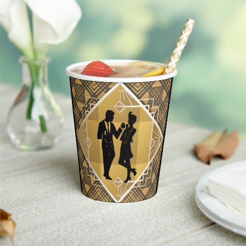Art Deco Roaring 20s Couple New Years Eve Party Paper Cups