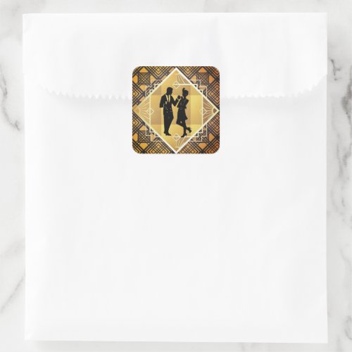 Art Deco Roaring 20s Couple New Years Eve Party Square Sticker