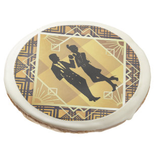 Art Deco Roaring 20's Couple New Year's Eve Party Sugar Cookie