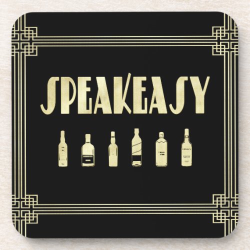 Art deco roaring 20s speakeasy prohibition  beverage coaster