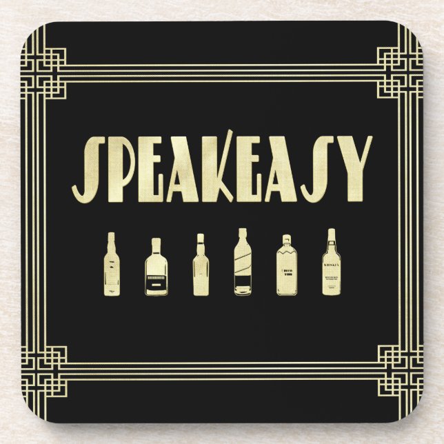 Art deco roaring 20's speakeasy prohibition  beverage coaster (Front)