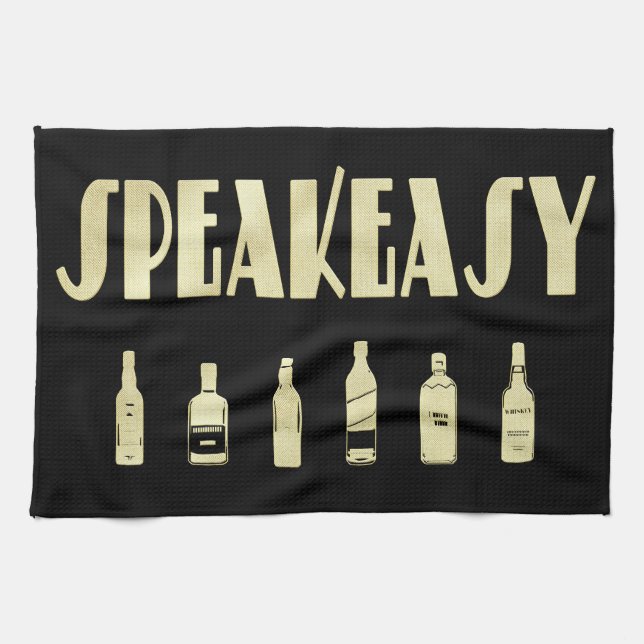 Art deco roaring 20's speakeasy prohibition   kitchen towel (Horizontal)