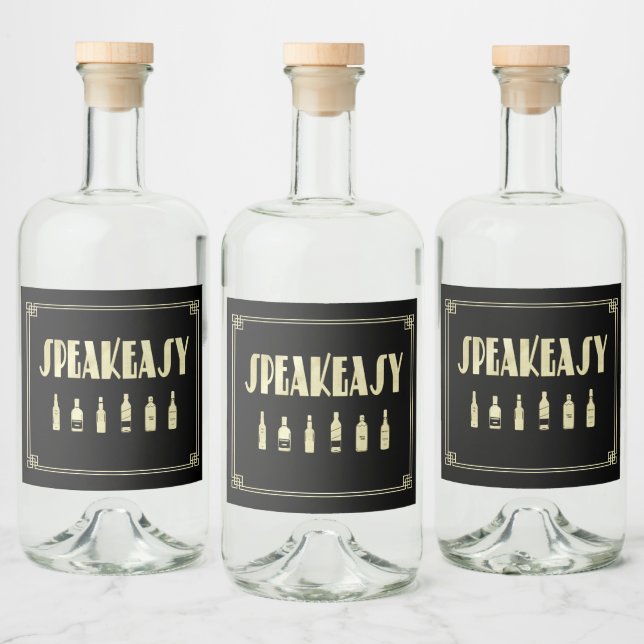 Art deco roaring 20's speakeasy prohibition  liquor bottle label (Bottles)