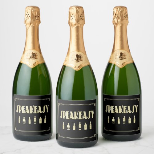 Art deco roaring 20s speakeasy prohibition  sparkling wine label