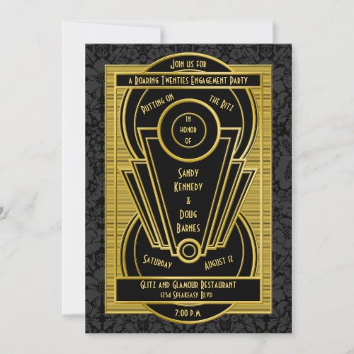 Art Deco Roaring 20s Twenties Engagement Party Invitation