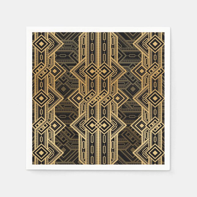 Art deco roaring twenties black and gold design napkins (Front)