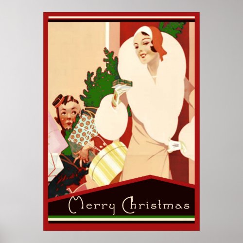 Art Deco Roaring Twenties Christmas Holiday Poster