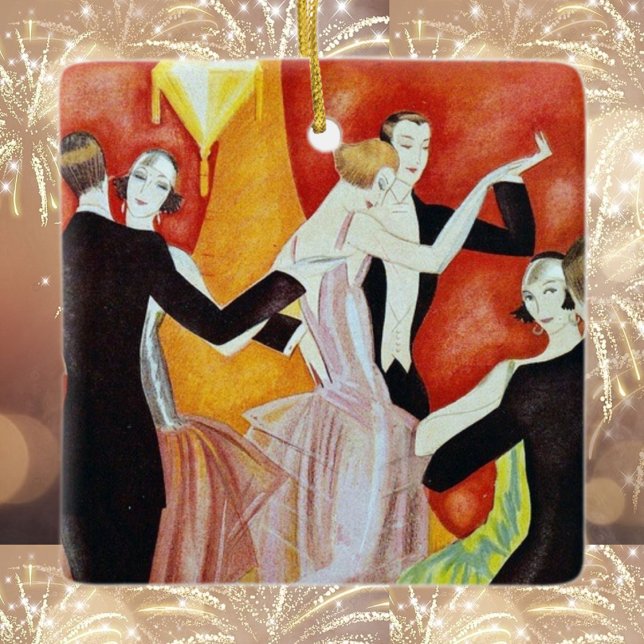 Art Deco Roaring Twenties Dancing Couples Ceramic Ornament (Creator Uploaded)
