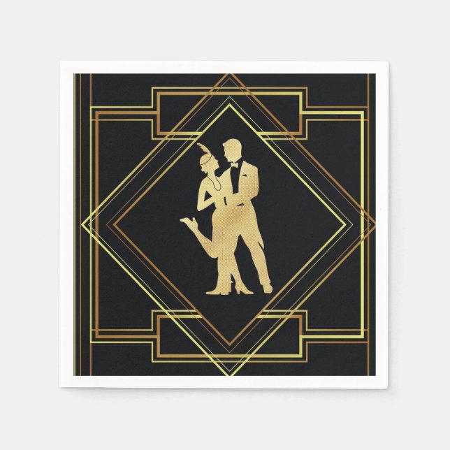 Art deco roaring twenties flapper design napkins (Front)