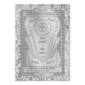 Art Deco Roaring Twenties Silver 25th Anniversary Invitation