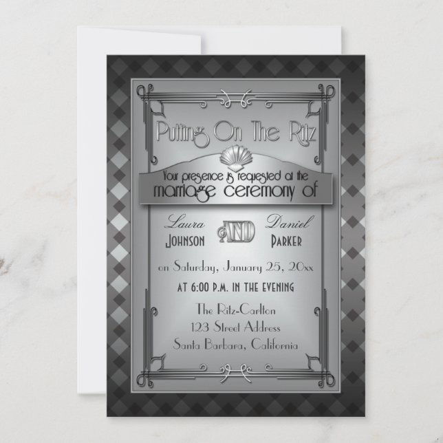 Art Deco Roaring Twenties Wedding Invitation (Front)
