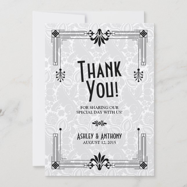 Art Deco Roaring Twenties Wedding Thank You Card (Front)