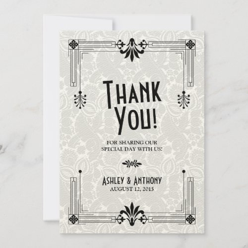 Art Deco Roaring Twenties Wedding Thank You Card