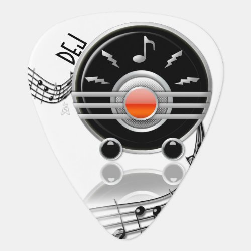 Art Deco Rockin Radio Personalized Guitar Pick