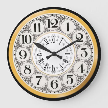 Art Deco Roman Numeral Gatsby Roman Numeral Large Clock by mensgifts at Zazzle