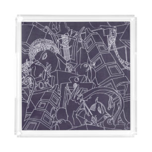 Art Deco Roman SPQR Dark Purple Aesthetic Art Acrylic Tray