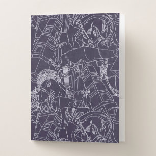 Art Deco Roman SPQR Dark Purple Aesthetic Art Pocket Folder