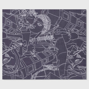Art Deco Roman SPQR Dark Purple Aesthetic Art Wrapping Paper