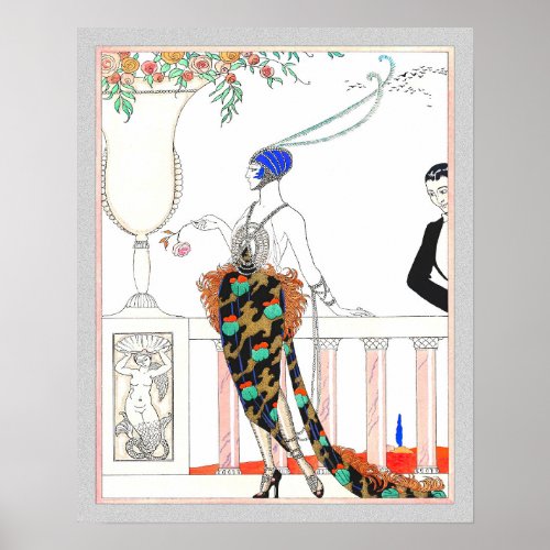 Art Deco Romantic Fashion Couple  Poster