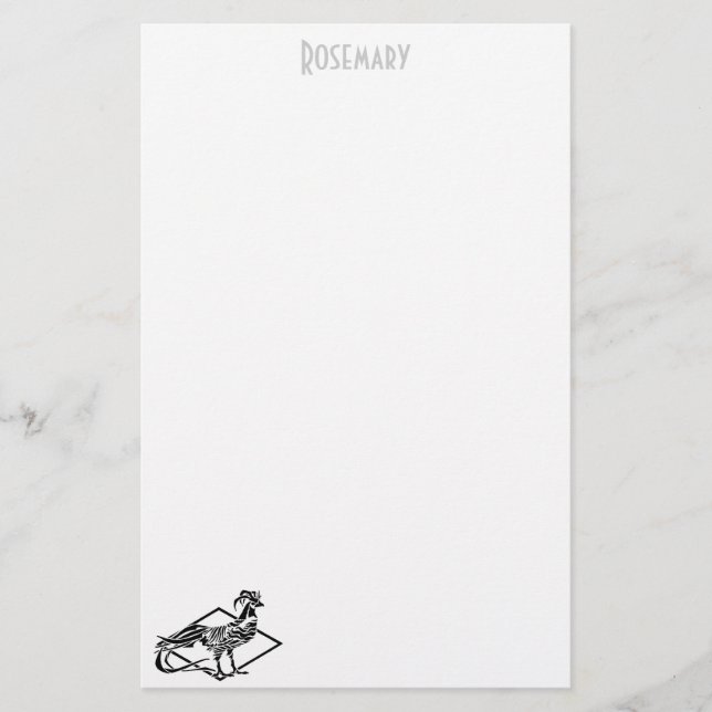 Art Deco Rooster stationery personalized (Front)