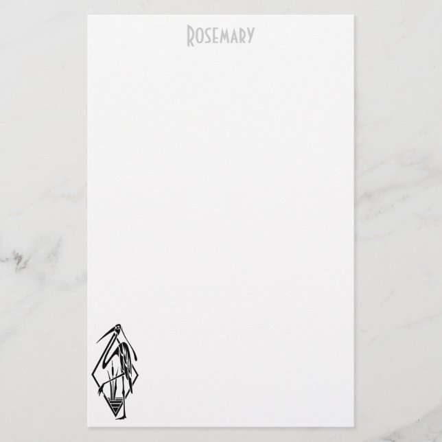 Art Deco Rooster stationery personalized (Front)