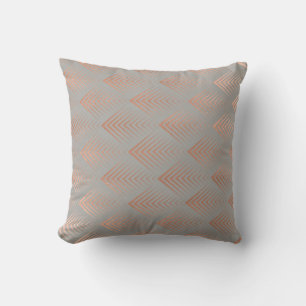 Art Deco Rose God Copper Gray Geometric Arrows Throw Pillow