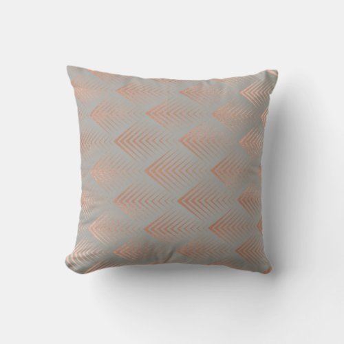 Art Deco Rose God Copper Gray Geometric Arrows Throw Pillow