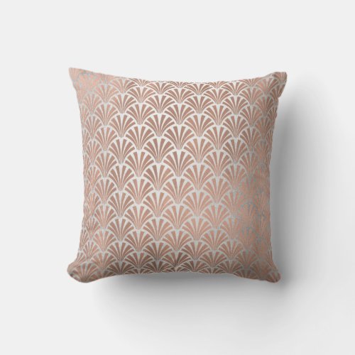 Art Deco Rose God Copper Gray  Seashells Scales Throw Pillow