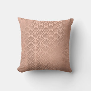 Art Deco Rose God Copper Monochrom Seashell Scales Throw Pillow
