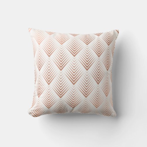 Art Deco Rose God Copper White Geometric  Tribal Throw Pillow