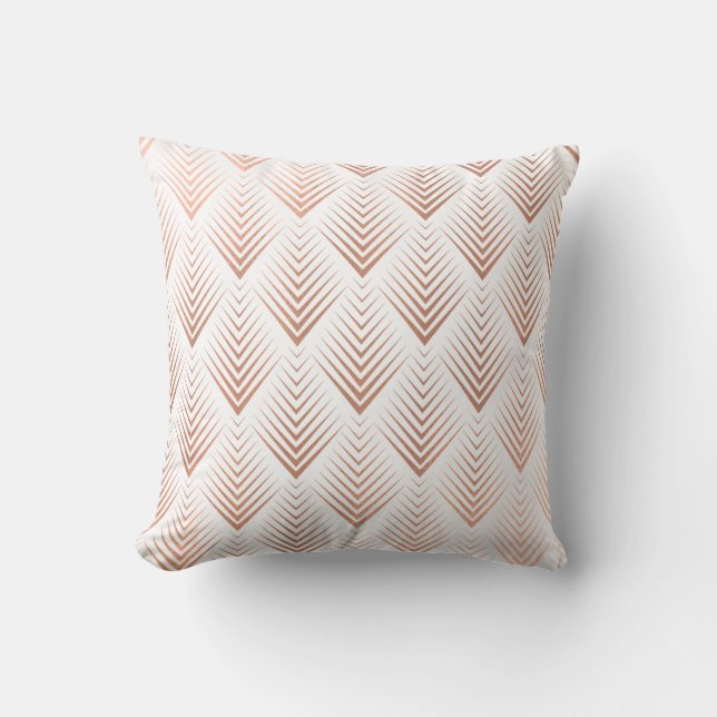 Art Deco Rose God Copper White Geometric  Tribal Throw Pillow (Front)