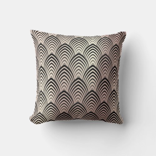 Art Deco Rose Gold Black Gold Scales Classic Throw Pillow