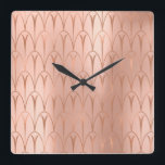 Art Deco Rose Gold Copper Geometry Elegant Square Wall Clock<br><div class="desc">Italian Design Florence –fashion luxury trend florenceK</div>