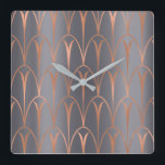 Art Deco Rose Gold Copper Geometry Gray Gray Square Wall Clock<br><div class="desc">Italian Design Florence –fashion luxury trend florenceK</div>