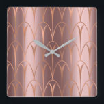 Art Deco Rose Gold Copper Geometry Minimal Square Wall Clock<br><div class="desc">Italian Design Florence –fashion luxury trend florenceK</div>