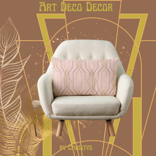 Art Deco Rose & Gold  Lumbar Pillow
