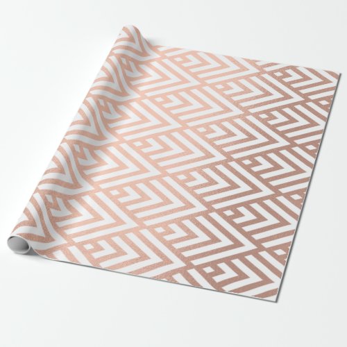 Art Deco Rose Gold White Scales Tribal Geometry Wrapping Paper