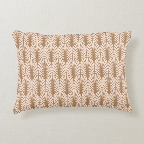 Art Deco Rose Golden Peacock Feathers Accent Pillow