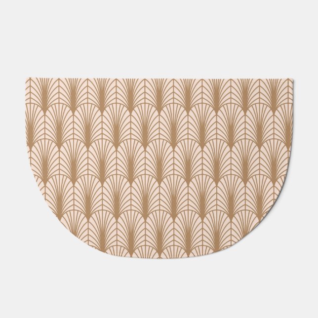 Art Deco Rose: Golden Peacock Feathers Doormat (Front)