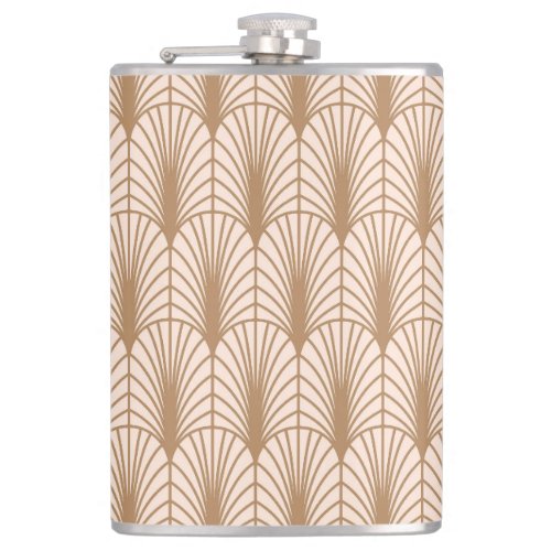 Art Deco Rose Golden Peacock Feathers Flask