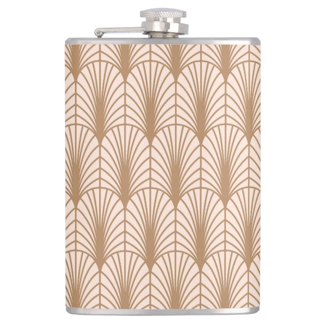 Art Deco Rose: Golden Peacock Feathers Flask (Front)