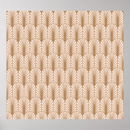 Art Deco Rose Golden Peacock Feathers Poster