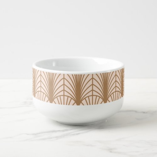 Art Deco Rose Golden Peacock Feathers Soup Mug