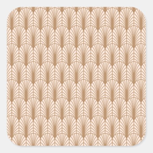 Art Deco Rose Golden Peacock Feathers Square Sticker